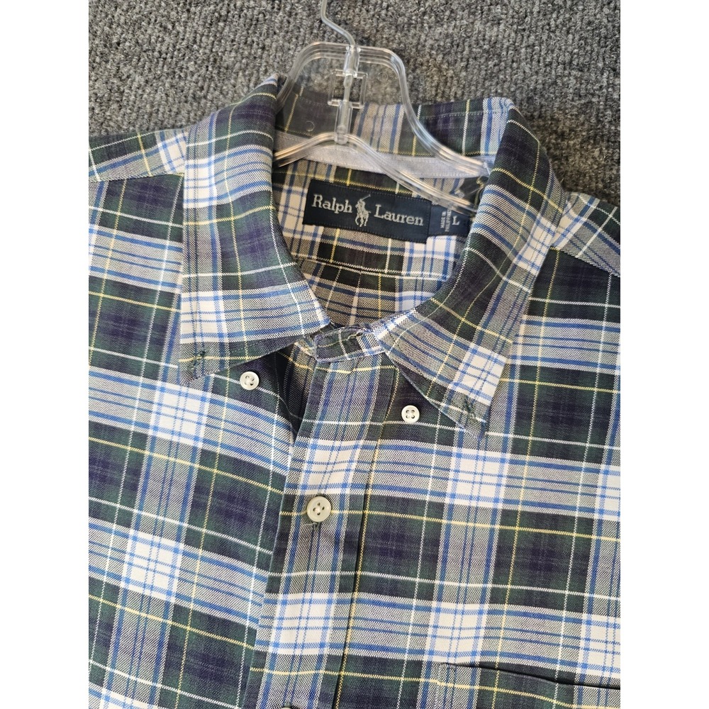 Ralph Lauren Classic Fit Tartan Plaid Button-Down Oxford Shirt Men's Large